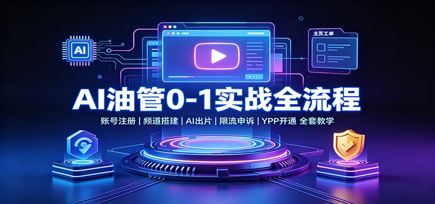 AI油管0-1实战：账号注册频道搭建，AI出片，限流申诉，YPP开通全套教学-hcnxn