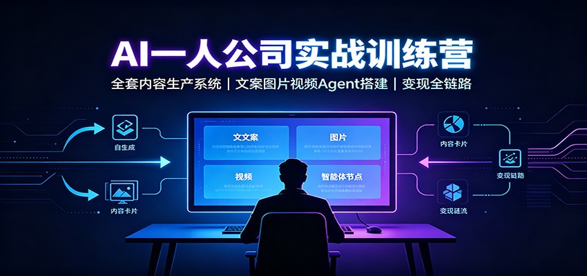 AI创作一人公司实战训练营：全套内容生产系统，文案图片视频Agent搭建变现全链路-hcnxn