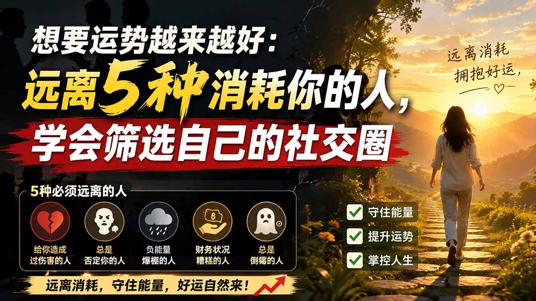 付费文章：想要运势越来越好：远离5种消耗你的人，学会筛选自己的社交圈-hcnxn