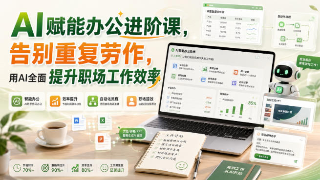 AI赋能办公进阶课，告别重复劳作，用AI全面提升职场工作效率-hcnxn