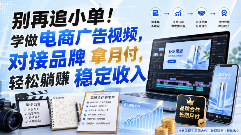 别再追小单！学做电商广告视频，对接品牌拿月付，轻松躺賺稳定收入【原创双语字幕】-hcnxn